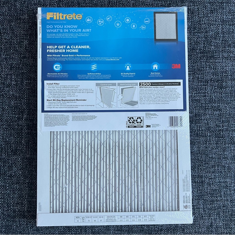 NWT 3M 2500 Series Filtrete 1" Filter MPR 2500 MERV 14, 4-pack - Picture 3 of 5